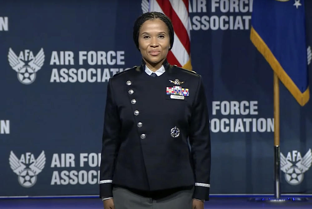 The U.S. Space Force unveiled prototypes for its new service dress uniforms at this year's Air, Space & Cyber Conference.