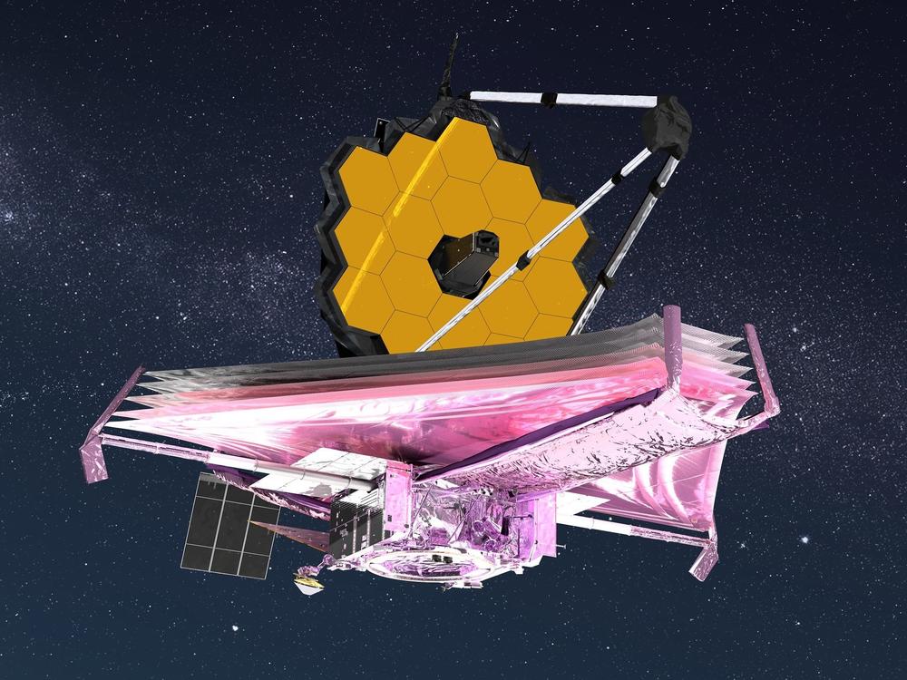 An artist's conception of the James Webb Space Telescope after it has unfolded in space.