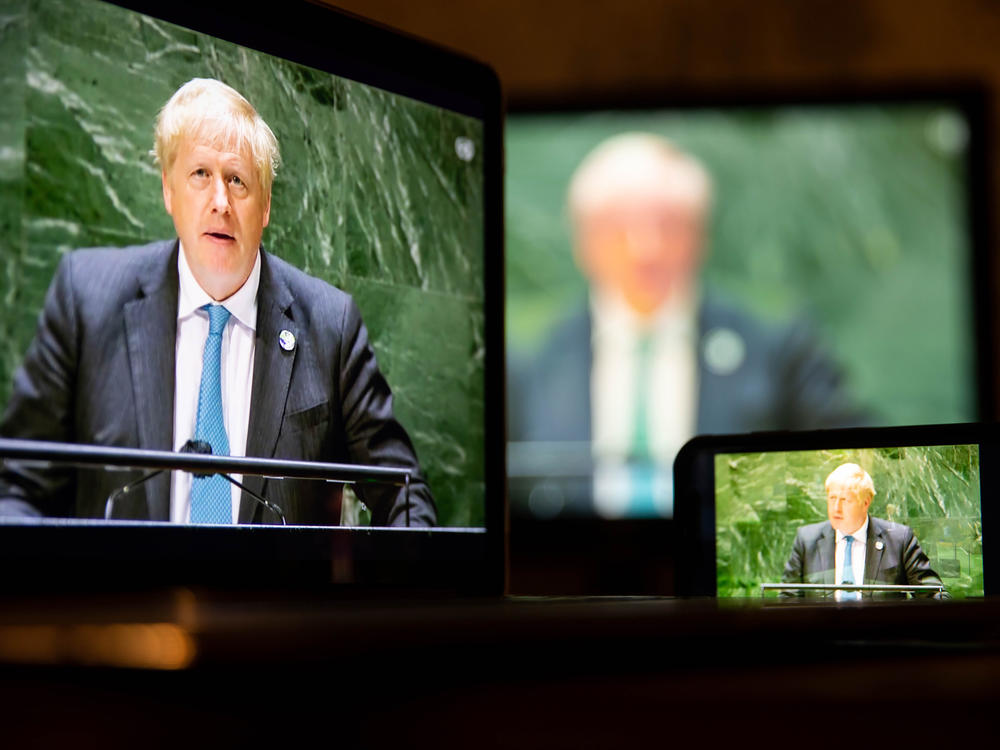 U.K. Prime Minister Boris Johnson addresses the U.N. General Assembly in New York on Wednesday.