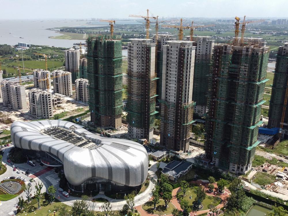 The halted under-construction Evergrande Cultural Tourism City, a mixed-used residential, retail and entertainment development in Taicang in China's eastern Jiangsu province.