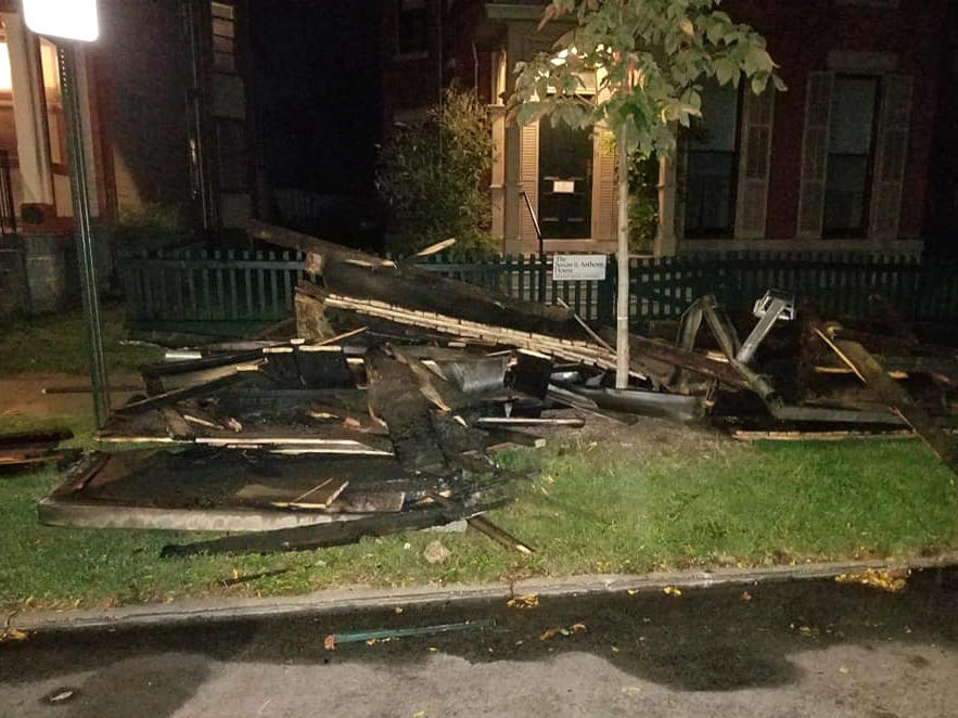 Fire damage at the National Susan B. Anthony Museum & House.