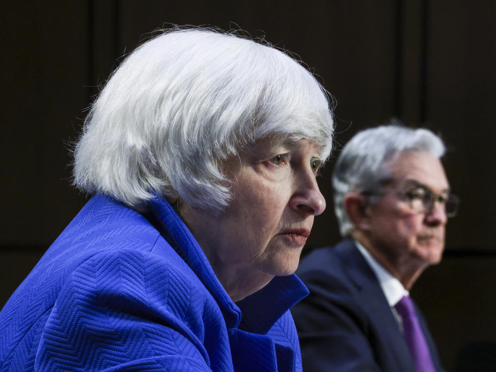 Treasury Secretary Janet Yellen and Federal Reserve Chairman Jerome Powell appear before the Senate Banking, Housing and Urban Affairs Committee on Tuesday.