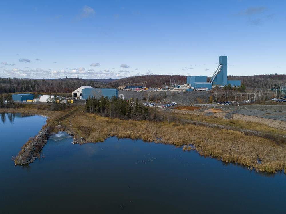 An aerial view of the Totten mine in Sudbury, Ontario. Nearly 40 workers were trapped underground when its elevator system was damaged Sunday. The evacuation of the miners entailed climbing a series of steep ladders.