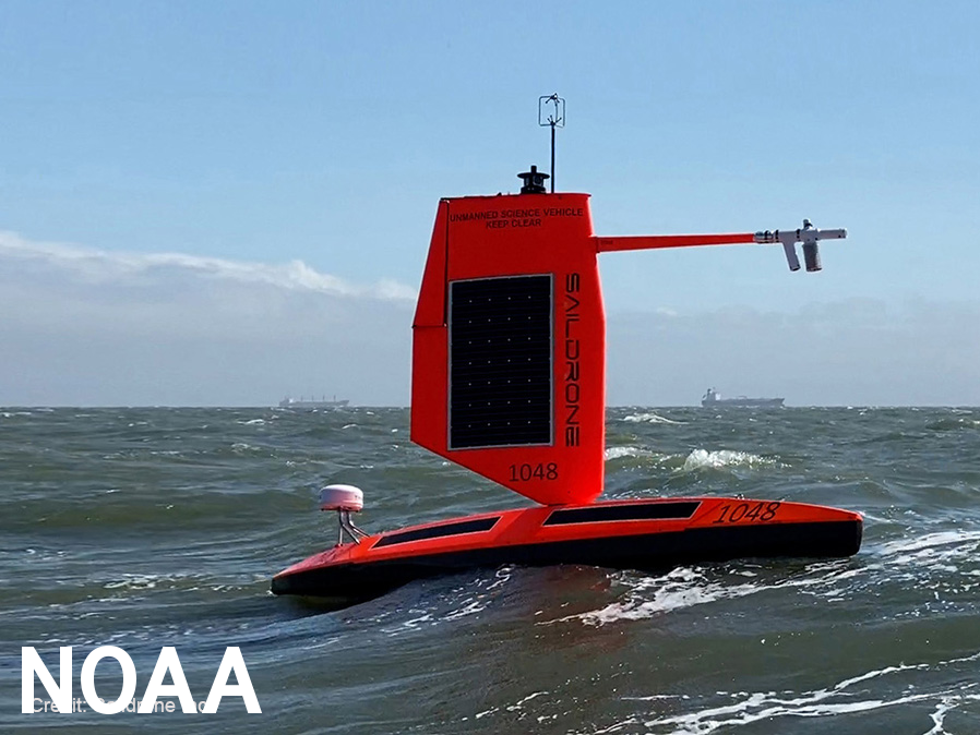 NOAA and Saildrone Inc. are piloting five specially designed surface drones in the Atlantic Ocean to gather data around the clock to help understand the physical processes of hurricanes.
