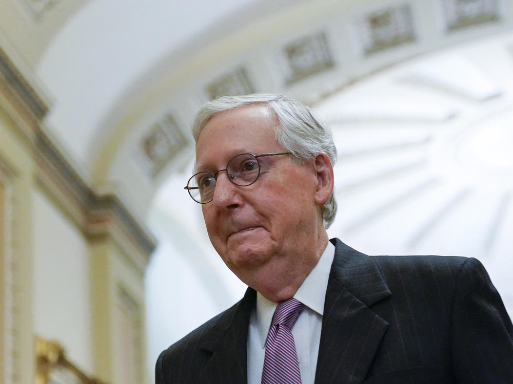 Senate Minority Leader Mitch McConnell, R-Ky., arrives on Capitol Hill on Thursday.