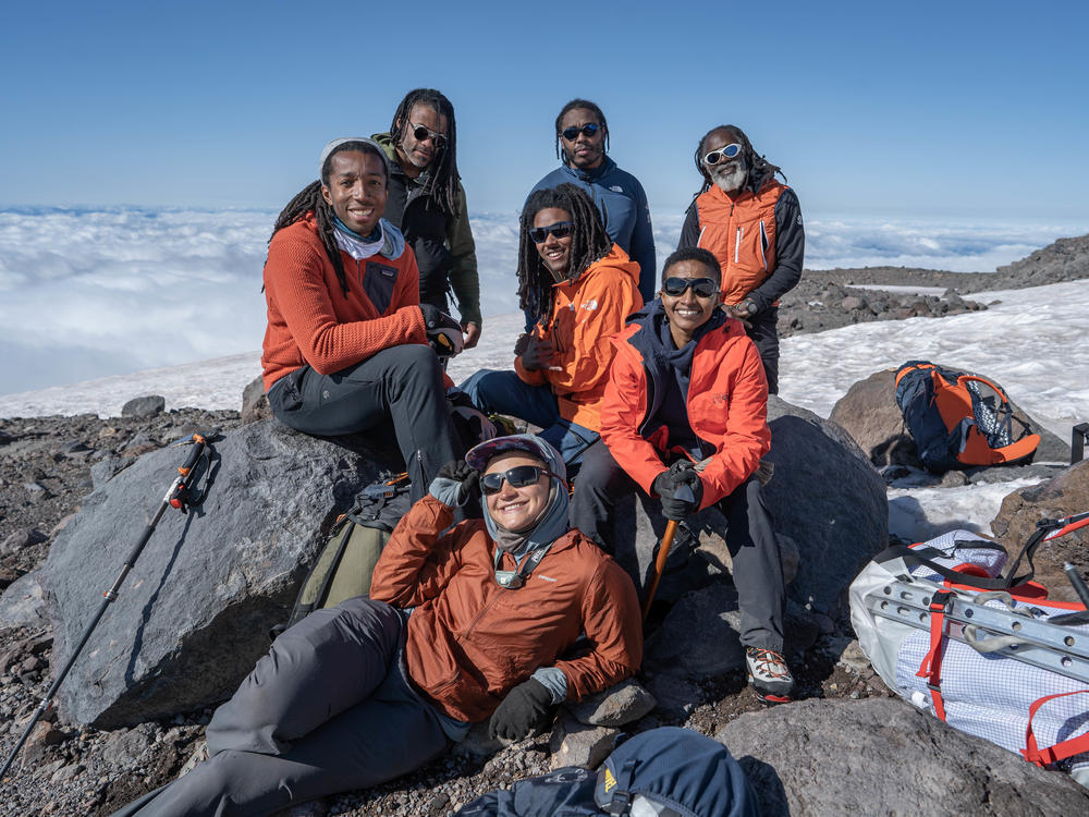 Members of the Full Circle Everest team pose for a photo on Mount Rainier earlier this year. Next year, group members hope to become the first all-Black team to reach the top of Mount Everest.