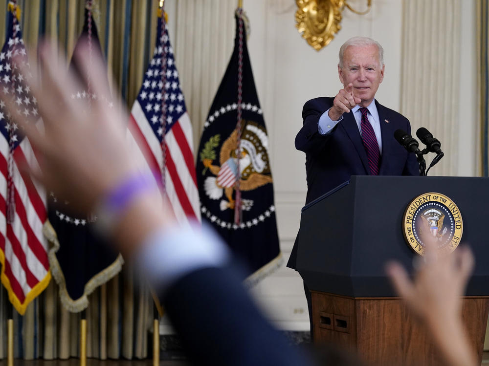 President Biden takes questions after delivering remarks on the debt ceiling at the White House on Monday.