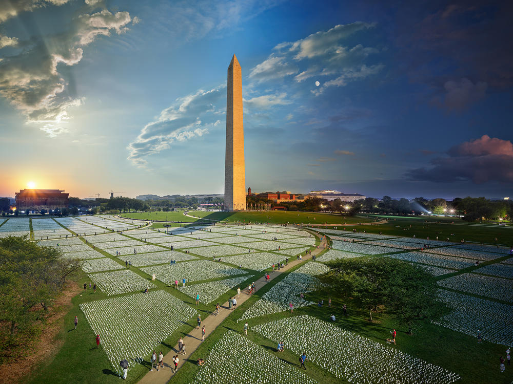 A composite photograph captures the passage of day to night at the 