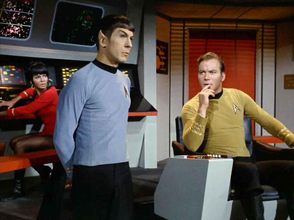 More than 50 years after the <em>Star Trek</em> franchise took TV audiences to alien worlds, William Shatner will visit space aboard a Blue Origin spacecraft. Shatner, right, is seen here with castmates Nichelle Nichols and Leonard Nimoy in a 1967 episode of the show.