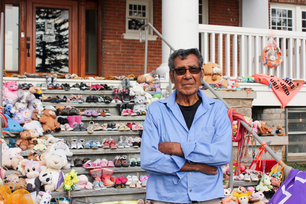 Geronimo Henry, 84, is a regular fixture at the site, helping tidy up the tributes and speaking with visitors. 