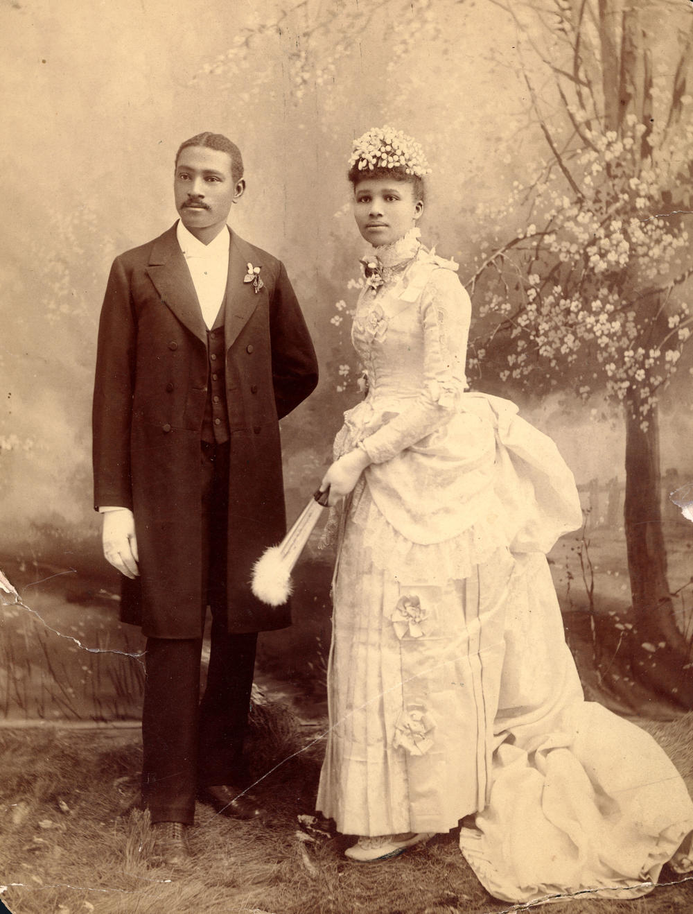 Wedding portrait of Charles Aaron and Willa A. Bruce.