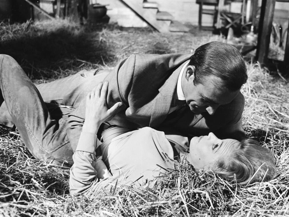 Sean Connery and Honor Blackman filming a fight scene in Goldfinger in 1964.