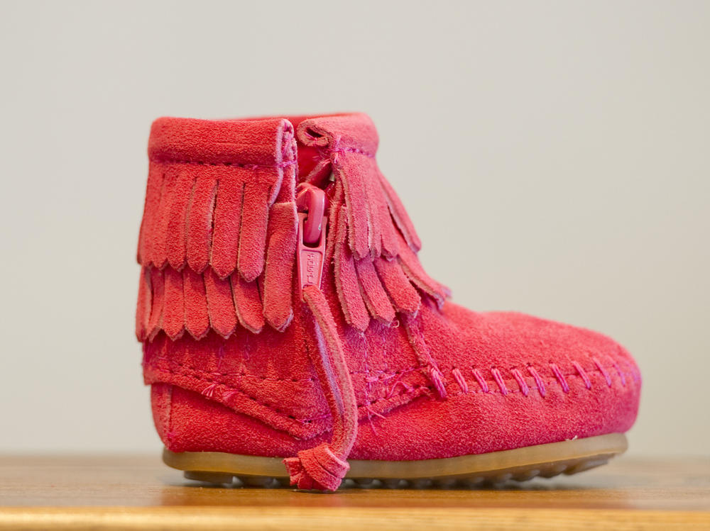 A child-size Minnetonka suede and leather moccasin, pictured in 2011. The company has apologized for appropriating Native American culture and promised to do more to support Indigenous communities.