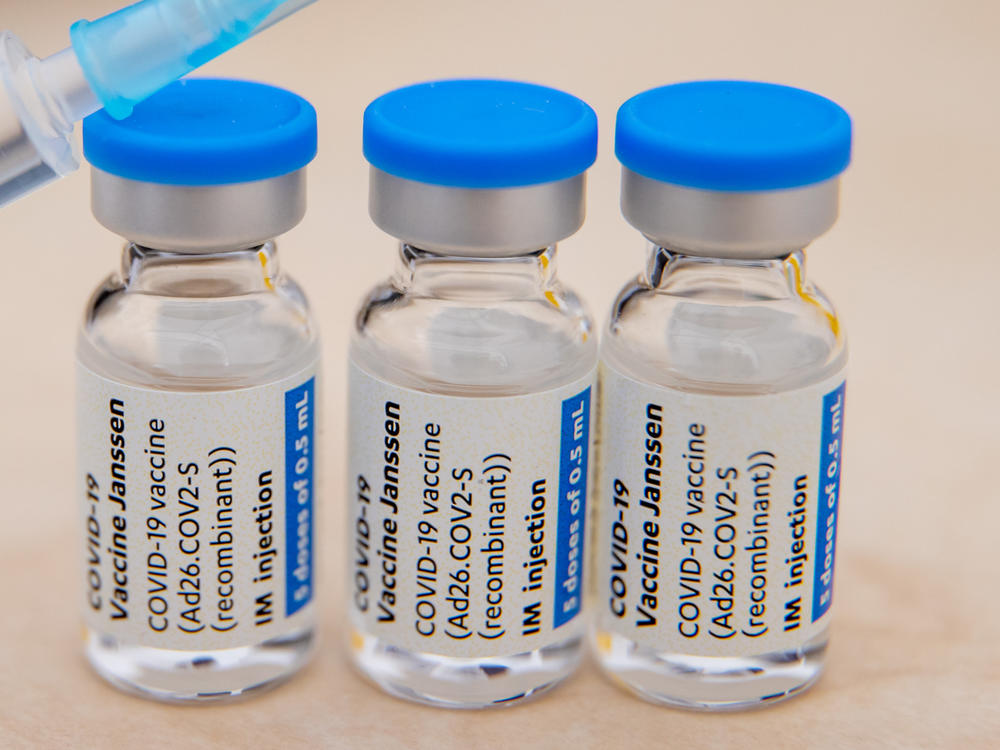 The vial of the Johnson & Johnson COVID-19 vaccine. The White House says Thursday that the U.S. will commit 17 million additional doses of the Johnson & Johnson vaccine to the African Union.