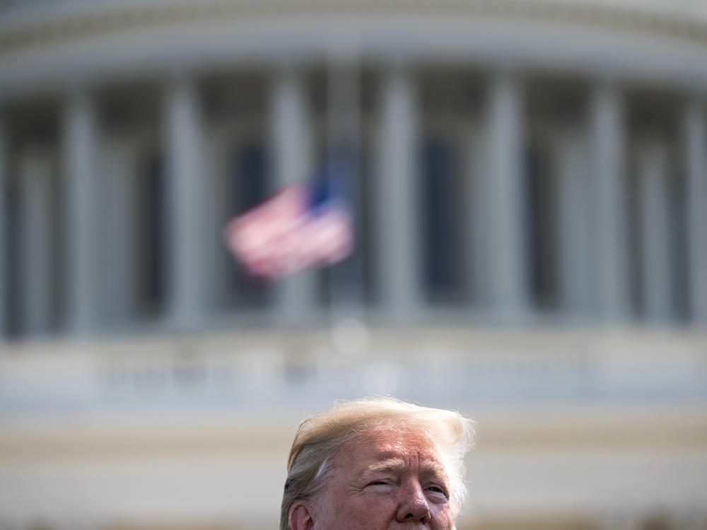 Then-President Donald Trump appears in front of the U.S. Capitol in 2018. Some of his most loyal supporters want him to return to power in Washington as speaker of the House if the Republican Party wins back control next year.