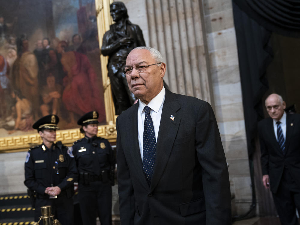 Colin Powell arrives to pay his respects at the casket of the late former President George H.W. Bush at the U.S. Capitol, on Dec. 4, 2018.