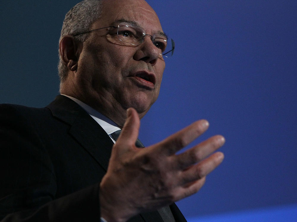 Colin Powell, a former secretary of state and chairman of the Joint Chiefs, has died at age 84. Above, Powell speaks at eBay headquarters in California in 2010.