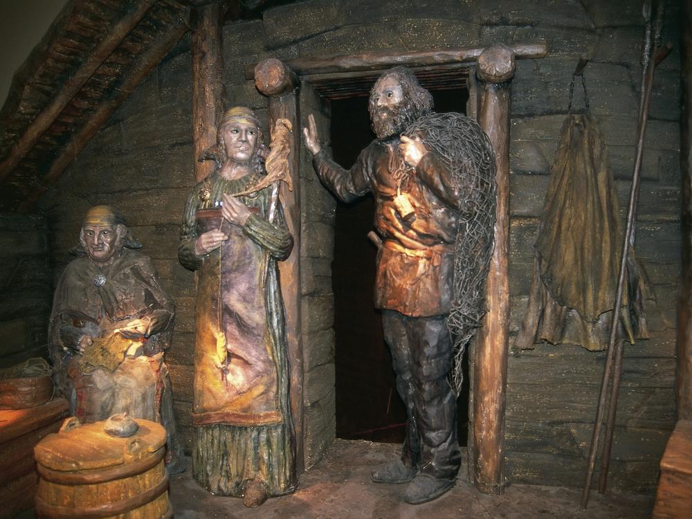 At the L'Anse aux Meadows historical site in Newfoundland, Canada, a 10th or 11th century Viking home is depicted. The settlement is the only confirmed Norse archeological site in the Americas outside of Greenland