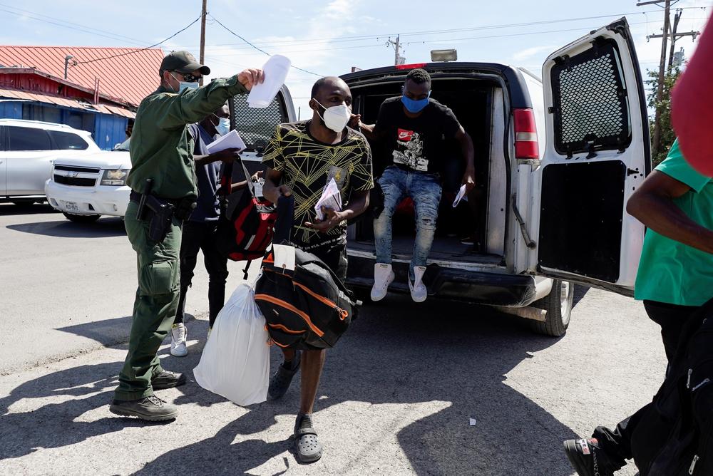 Migrants are released from United States Border Patrol custody at a humanitarian center last month in Del Rio, Texas.