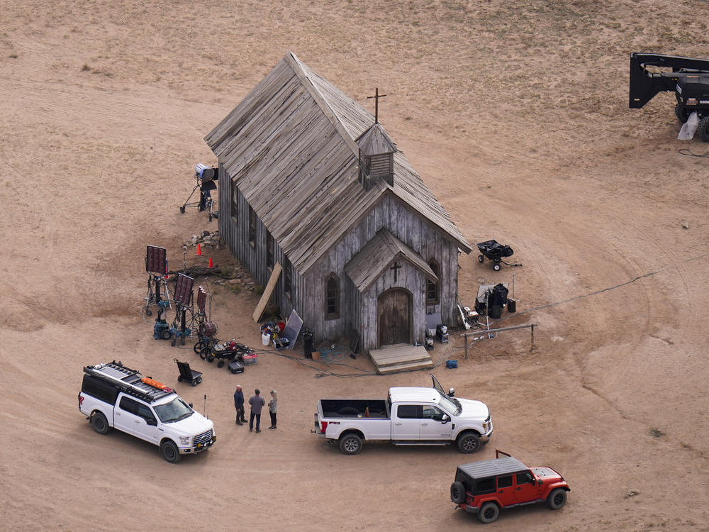 This aerial photo shows the Bonanza Creek Ranch in Santa Fe, N.M., on Oct. 23. Actor Alec Baldwin fired a prop gun on the set of a Western being filmed at the ranch last Thursday, killing the cinematographer, officials said.