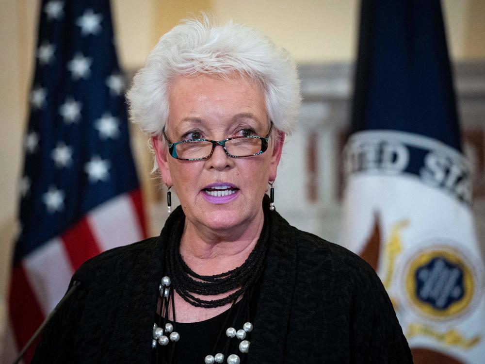 Gayle Smith, coordinator for global COVID response and health security at the U.S. State Department, speaks at an event in Washington, D.C., in April. She says it is 