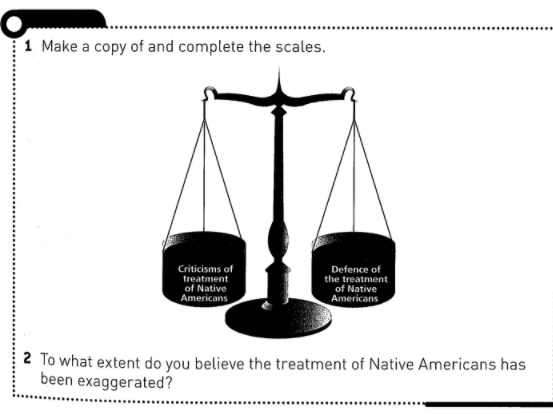 A textbook published by Hodder Education asks students whether treatment of Native Americans was 
