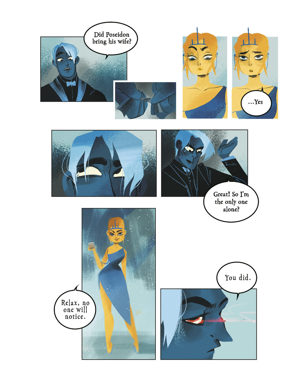Hades and Hera in a scene from <em>Lore Olympus.</em>