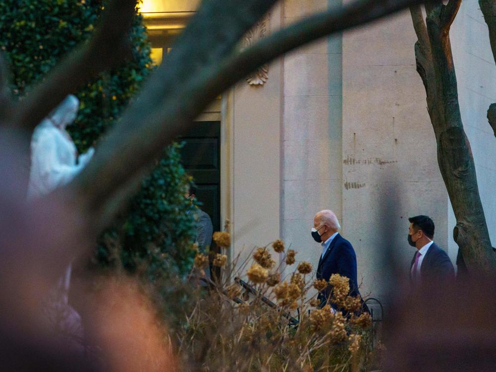 President Biden arrives at Holy Trinity Church in the Georgetown neighborhood of Washington, D.C., for Mass on Feb. 20.