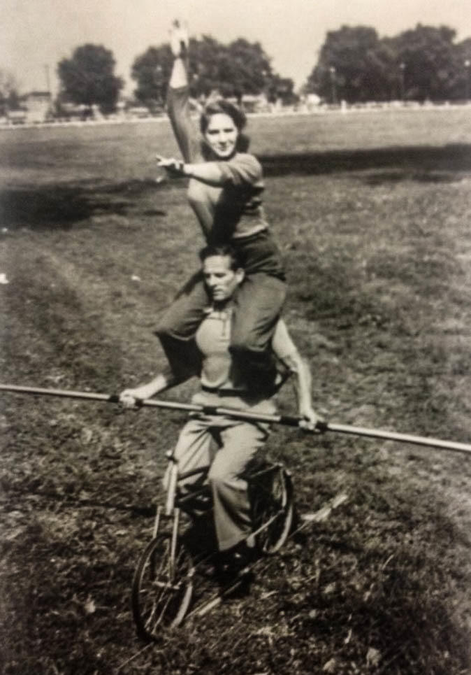 Fritz and Betty Huber practice their high wire act.
