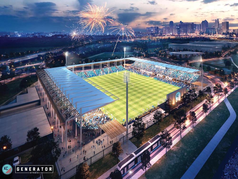 An artist's rendering of what the new women's soccer stadium in Kansas City, Mo., will look like.