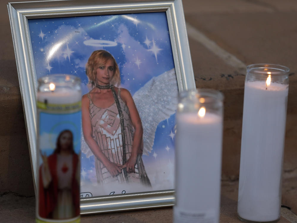 A vigil celebrates cinematographer Halyna Hutchins in Albuquerque, N.M. Hutchins was killed on set while filming the movie <em>Rust</em> when a prop firearm held by actor Alec Baldwin discharged.