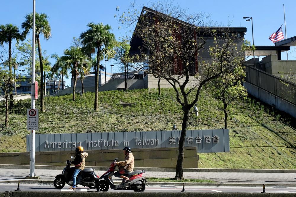 The American Institute in Taiwan building stands in Taipei, widely seen as a de facto embassy to Taiwan.