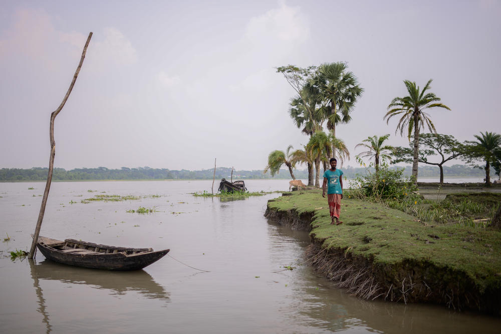 A scene from Morrelganj shows the impact of erosion.