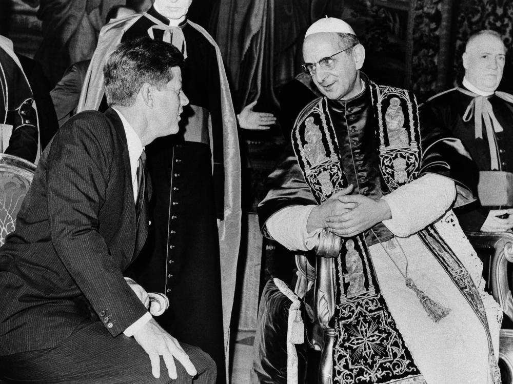 President John F. Kennedy and Pope Paul VI talk at the Vatican in this July 2, 1963 file photo. Kennedy's meeting with Pope Paul VI at the Vatican was historic: the first Roman Catholic president of the United States was seeing the Roman Catholic pontiff only days after his coronation.
