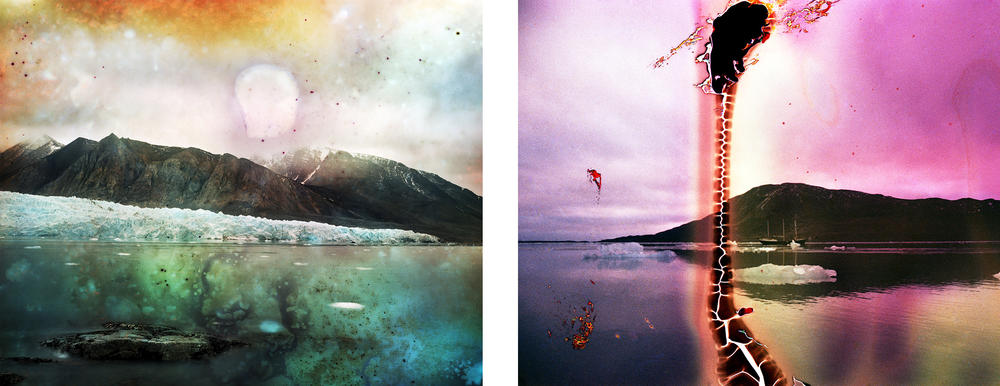<em>Blomstrandbreen</em> (2016) [left] and <em>Antigua at Blomstrandhalvøya</em> (2016) [right], Blomstrandhalvøya, Svalbard, Norway