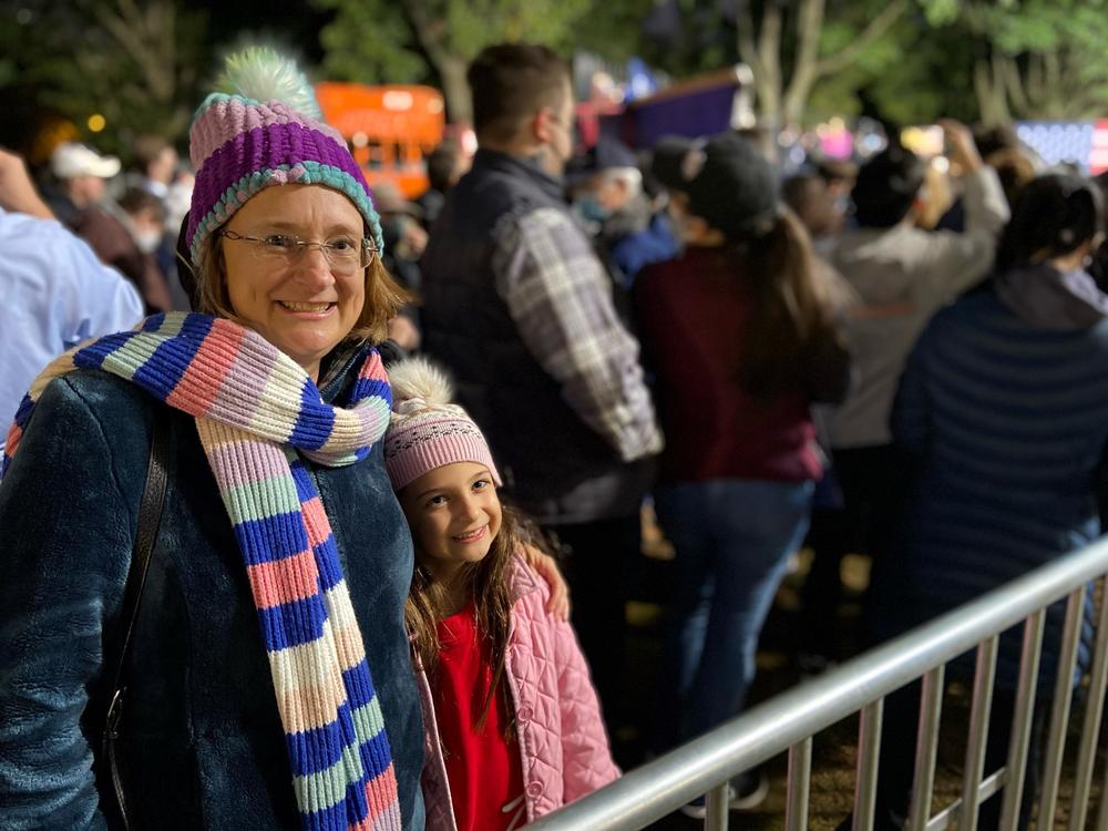 Democratic voter Lisa Sorenen and her daughter Sasha, age 8, at a rally for Democratic candidate for Virginia governor Terry McAuliffe in Arlington, Va., on Oct. 26.