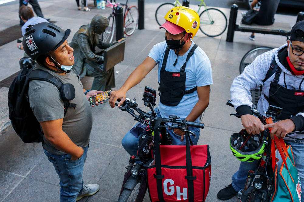 Gustavo Ajche helped form a group called Los Deliveristas Unidos to advocate for better protections for delivery workers.