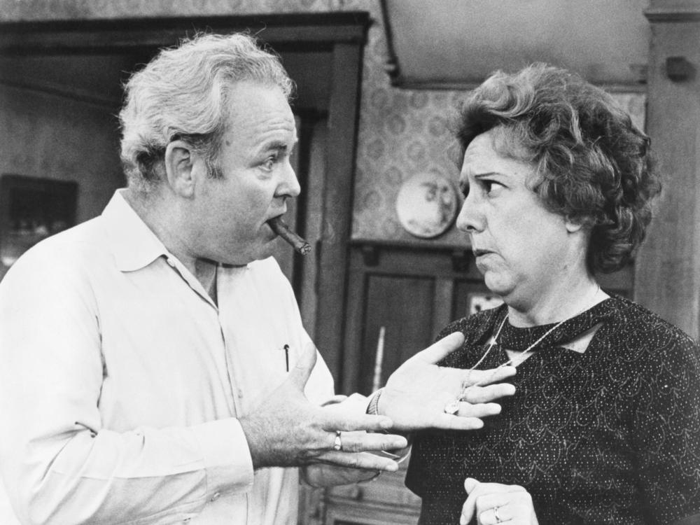 For years, <em>All in the Family</em> was the most popular show on television. It debuted in 1971. Carroll O'Connor, left, played Archie Bunker. Jean Stapleton played his wife, Edith Bunker.