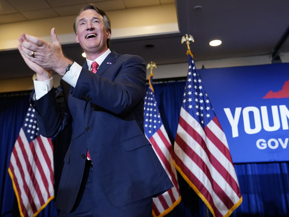 Virginia Gov.-elect Glenn Youngkin arrives to speak at an election night party in Chantilly early Wednesday. Youngkin topped Democrat Terry McAuliffe, flipping the Virginia governor's office back to the GOP.