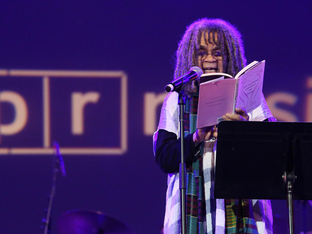 Sonia Sanchez reads from her book <em>Like the Singing Coming Off the Drums</em> during an NPR Music event in 2019.