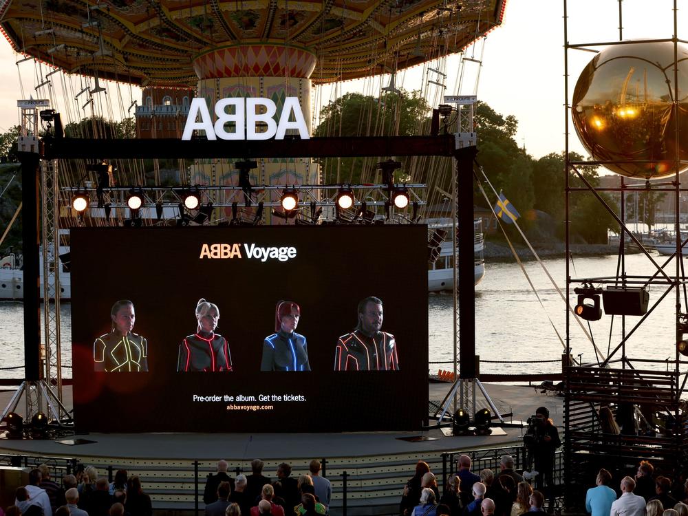 Members of the Swedish group ABBA are seen on a display during a Voyage event at Grona Lund, Stockholm, on September 2. The band is delaying the release of a promotional video after two people died and one was injured at a tribute concert near Stockholm on Tuesday.