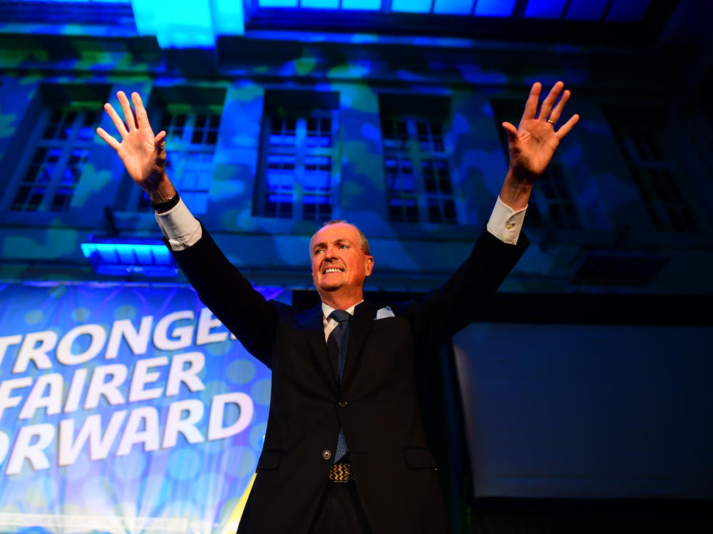 New Jersey Gov. Phil Murphy speaks during an election night event at Grand Arcade at the Pavilion on Nov. 2, 2021 in Asbury Park, N.J. The AP called the race the Democrat on Nov. 3.