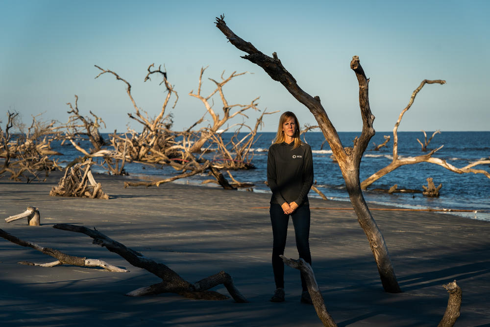Lora Clarke, a Charleston-based marine conservationist working with Pew Charitable Trust, on Hunting Island, S.C.