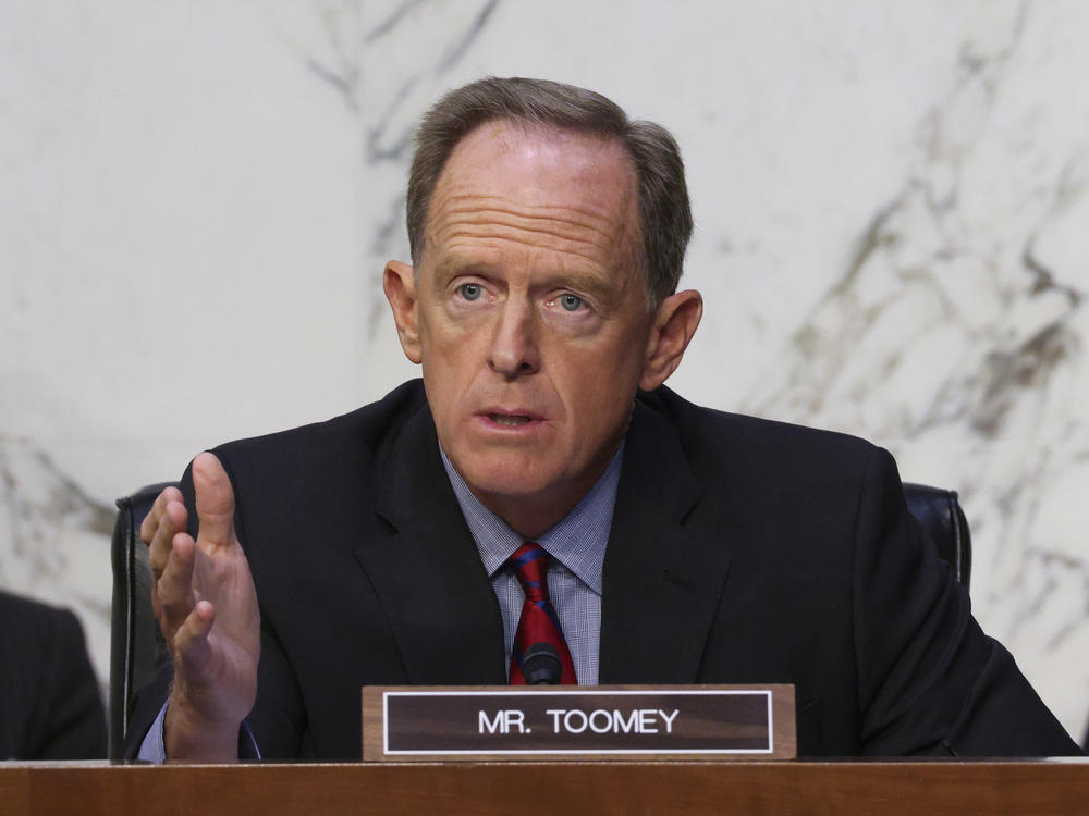 Sen. Pat Toomey, R-Pa., questioning Yellen and Powell during the Senate Banking, Housing and Urban Affairs Committee hearing on Sept. 28 in Washington, D.C. Toomey believes cryptocurrencies could be 
