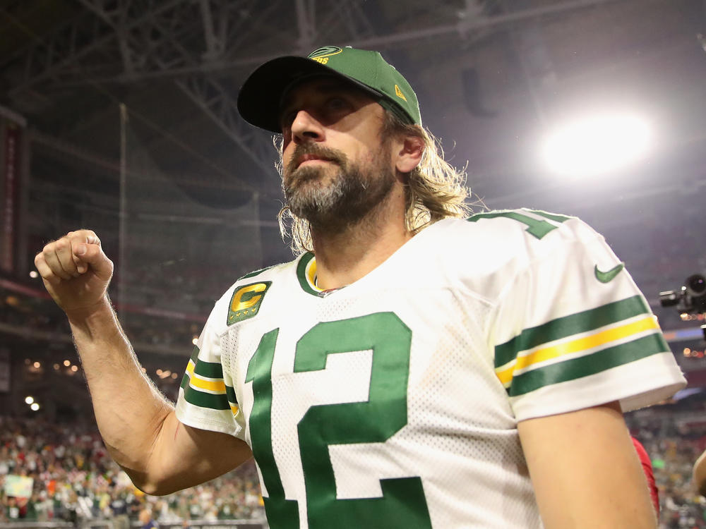 Aaron Rodgers walks off the field following in Glendale, Arizona on Oct. 28. Rodgers missed the Packers' 13-7 loss to the Chiefs on Sunday after being placed on the league's reserve/COVID-19 list.