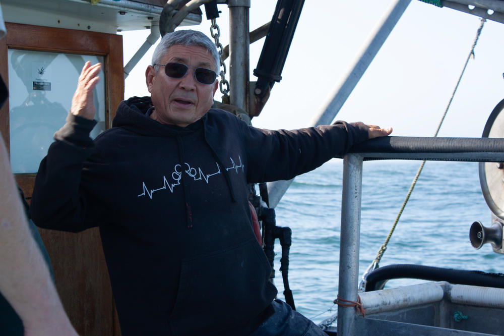Dick Ogg, a crabber, is concerned sea otters would start chowing down on Dungeness crab. They eat about a quarter of their body weight every day.