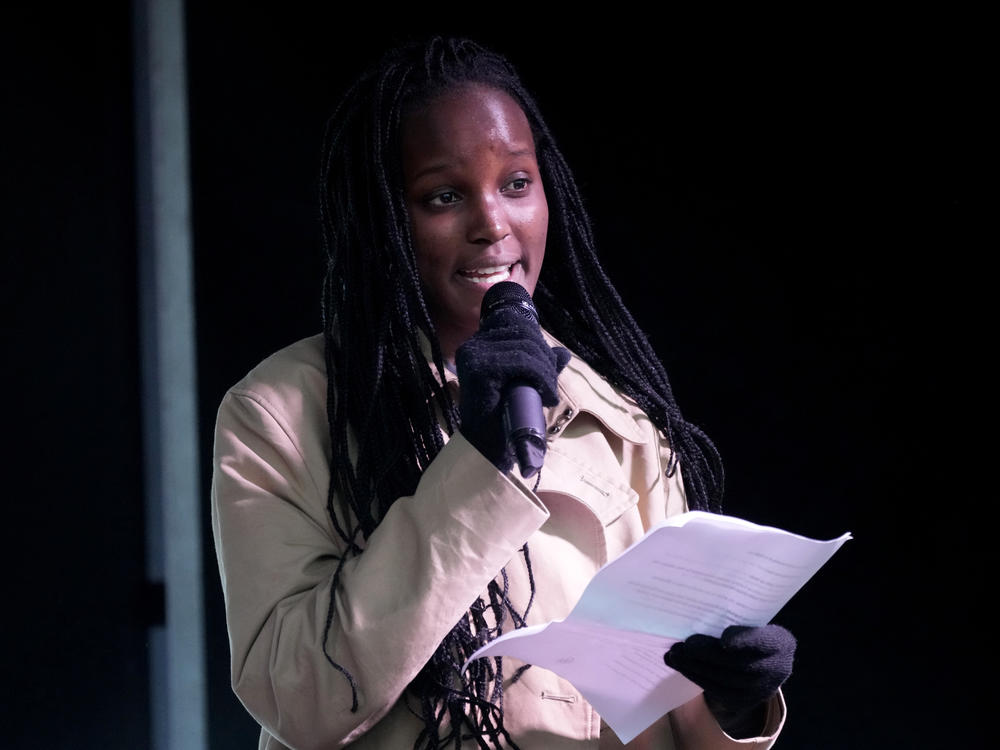 Climate activist Vanessa Nakate speaks during the Fridays For Future march on last Friday in Glasgow, Scotland.