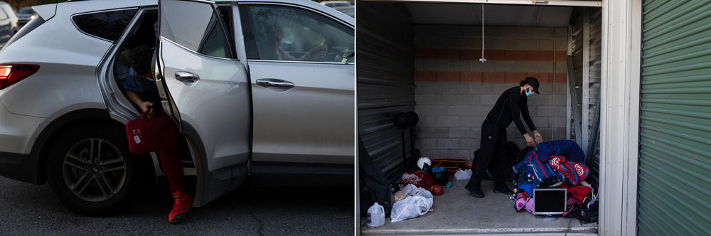 Vargas and her partner, Alex, drop off their boys at school in the morning and stop at their storage unit to switch out items from their car.