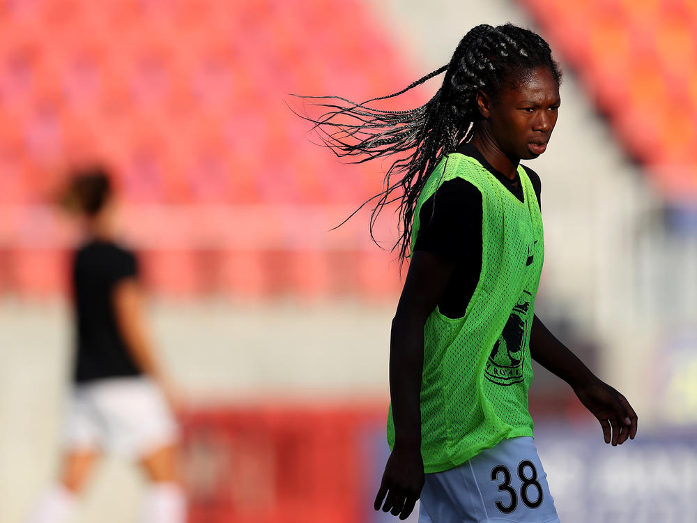 Aminata Diallo, pictured here while she was on loan to the National Women's Soccer League's Utah Royals, warms up prior to a match in July 2020 in Herriman, Utah.