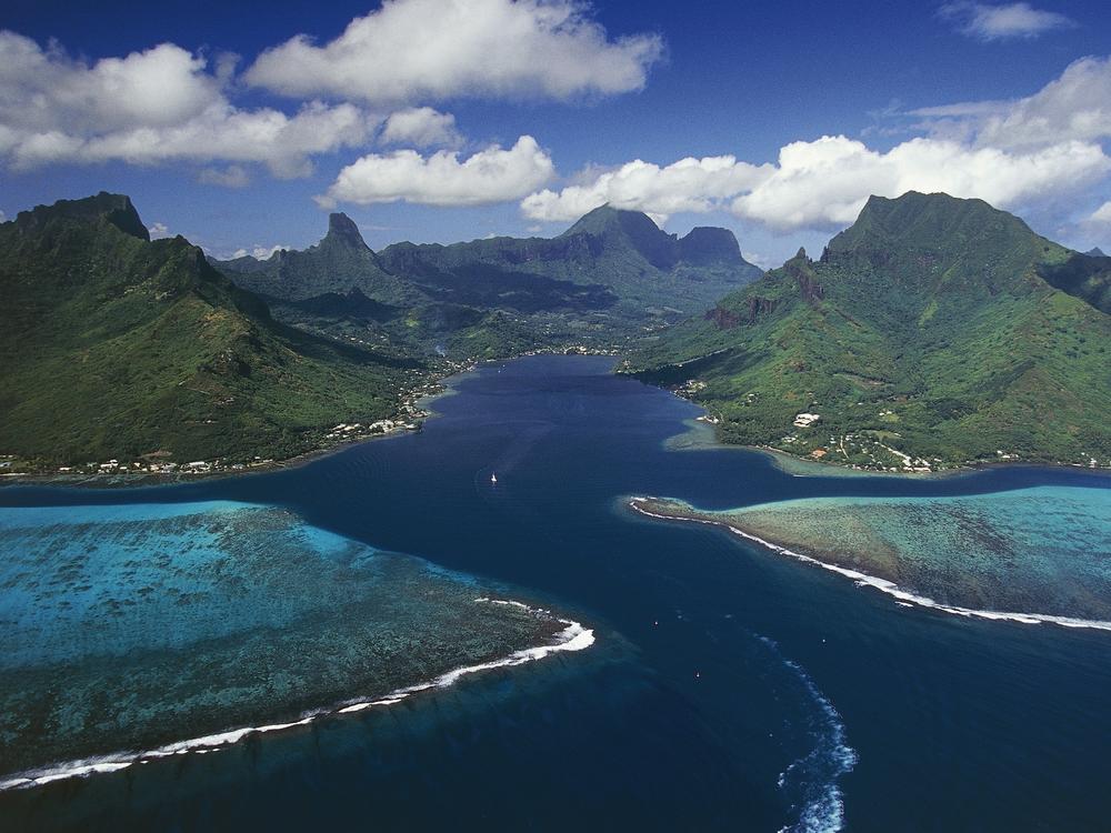 An aerial view of Cook's Bay in the French Polynesia. Many leaders from pacific island countries were unable to attend the U.N. climate summit in Glasgow, raising concerns that their voices would not be heard even as they are experiencing the climate crisis firsthand.